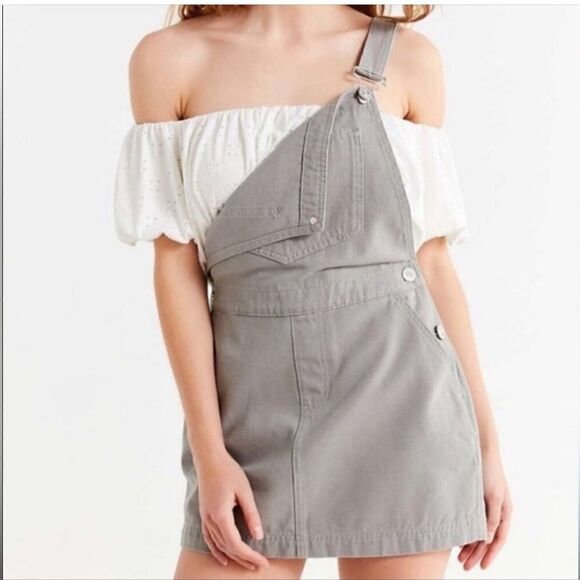 BDG Urban Outfitters Gray Overalls Mini Dress - Picture 1 of 9